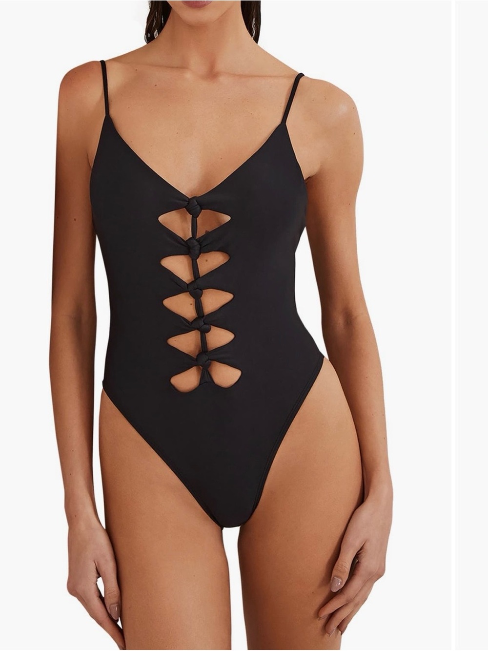 Nordstrom ViX Paula Hermanny- black Knot-Front One-Piece Swimsuit - Women Swim